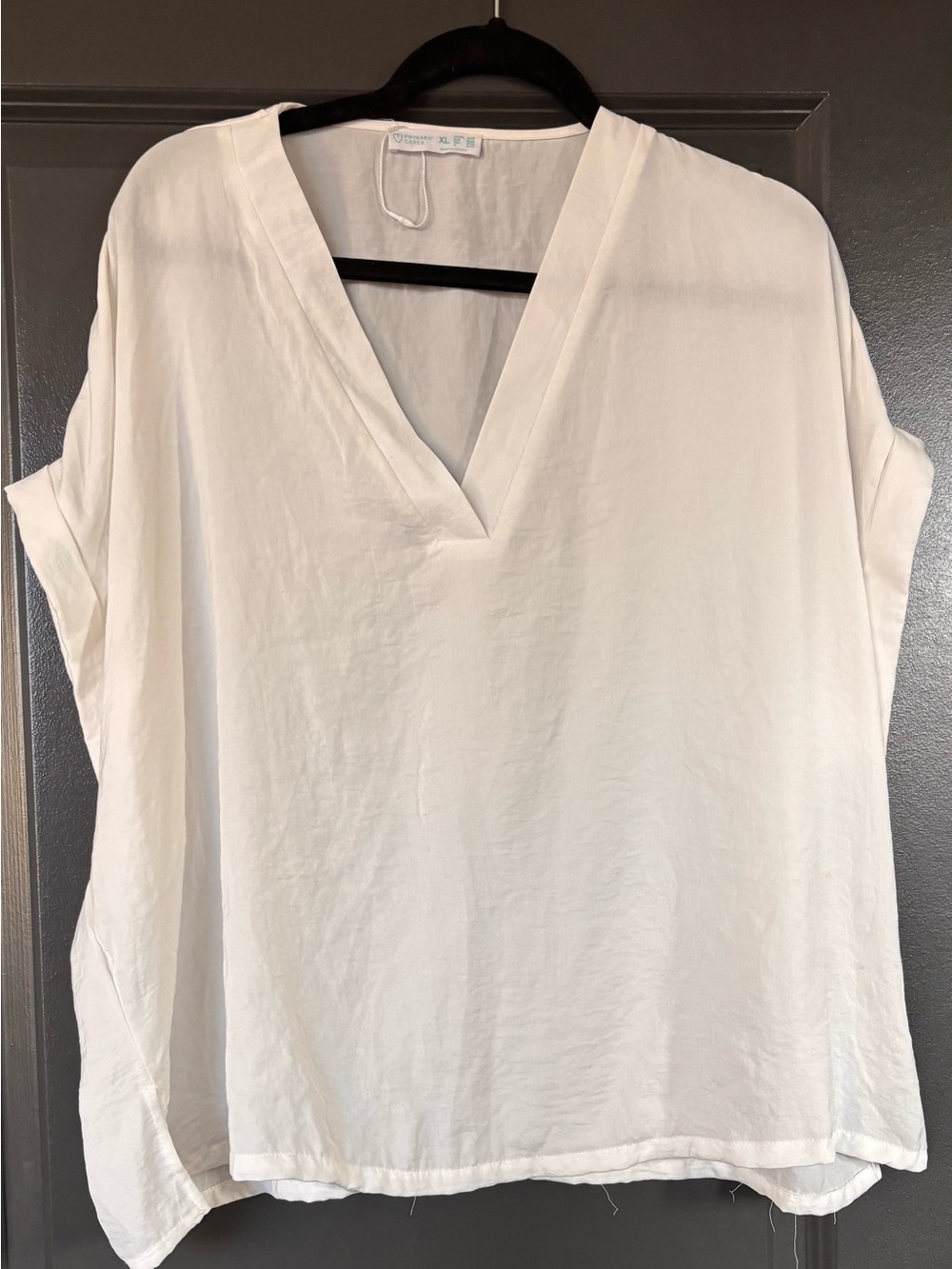 Primark White V-Neck Boxy Tunic Top